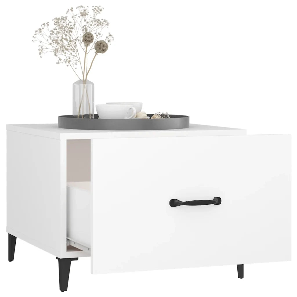 Tavolino da Salotto con Gambe-Tavolino da soggiorno in Metallo Bianco 50x50x40 cm