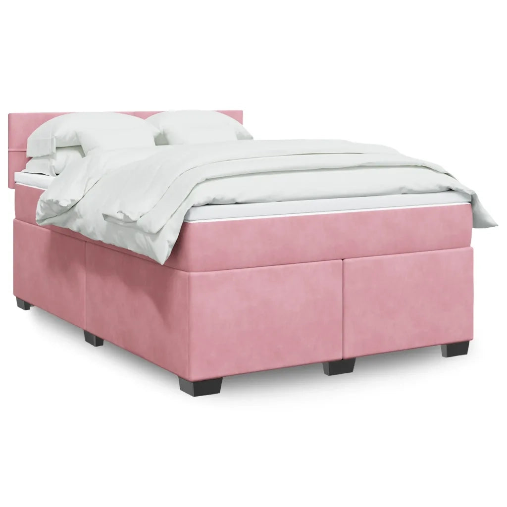 Giroletto a Molle con Materasso Rosa 160x200 cm in Velluto