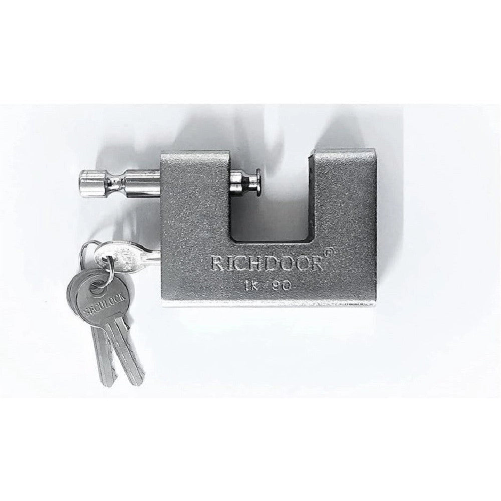 Trade Shop - Lucchetto Corazzato Antiscasso 90mm Con 3 Chiavi Antifurto Corazzato -
