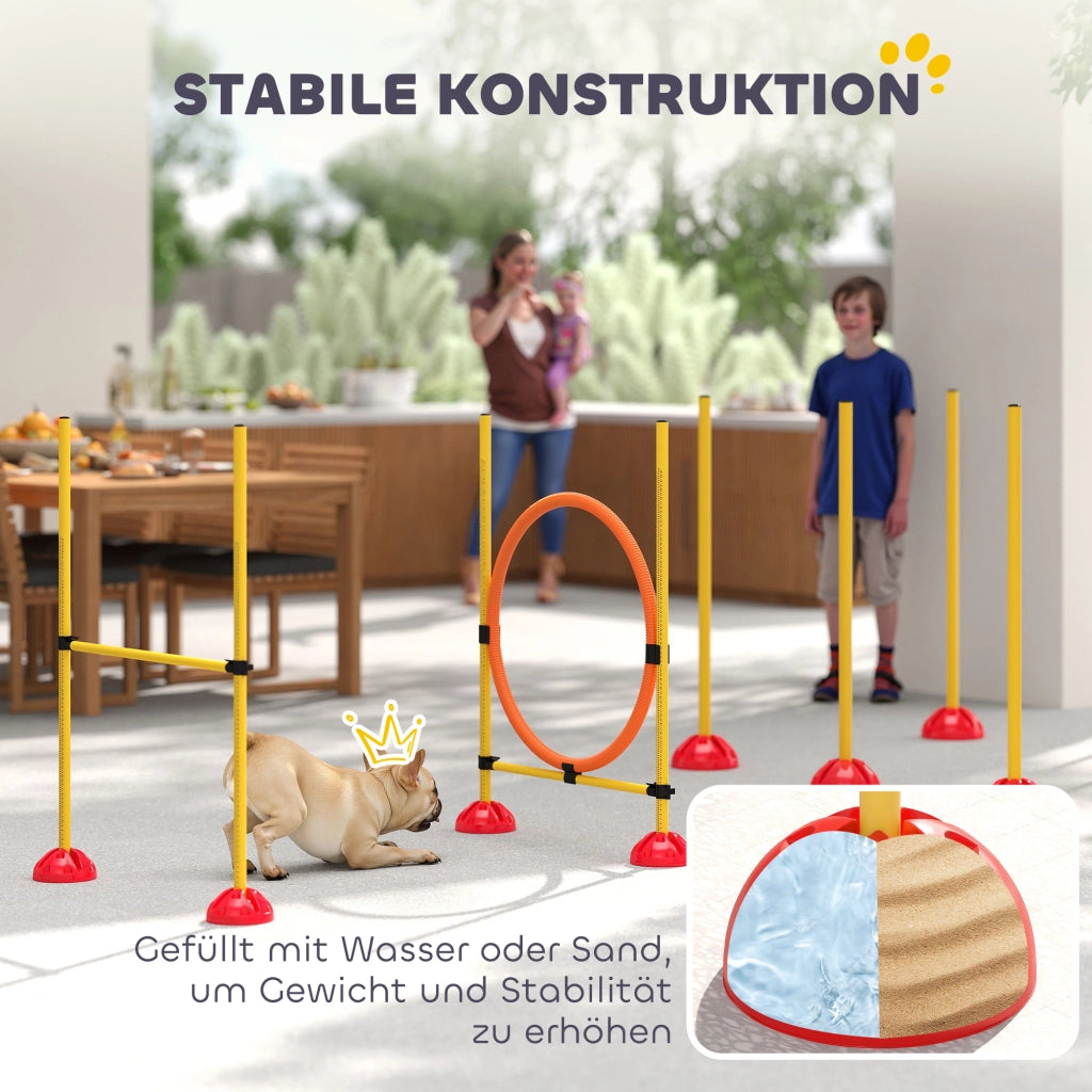 Set Agility per Cani 3 Pezzi ¨C Xylo ¨C Ostacoli con Pali Slalom Riempibili