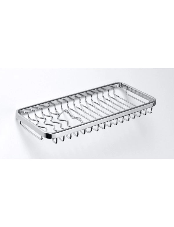 CYTRO Portasapone rettangolare a griglia in ottone cromato 30x 13x 2 cm
