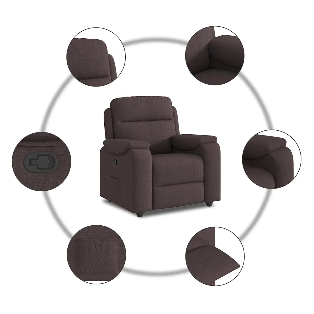 Poltrona Reclinabile Marrone Scuro in Tessuto 4015685