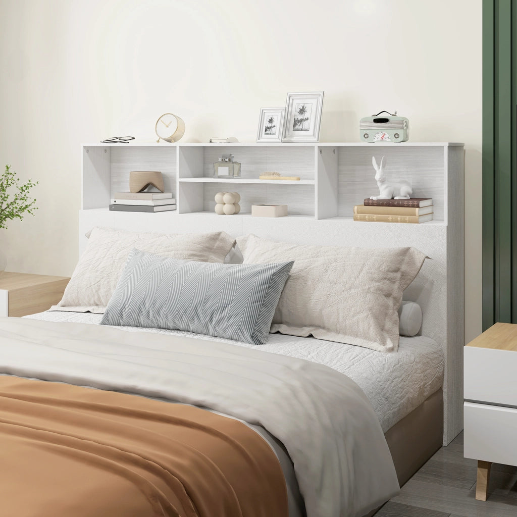 Testiera con cassetti e contenitore ¨C zephmum ¨C bianco 160x20.2x108.2 cm