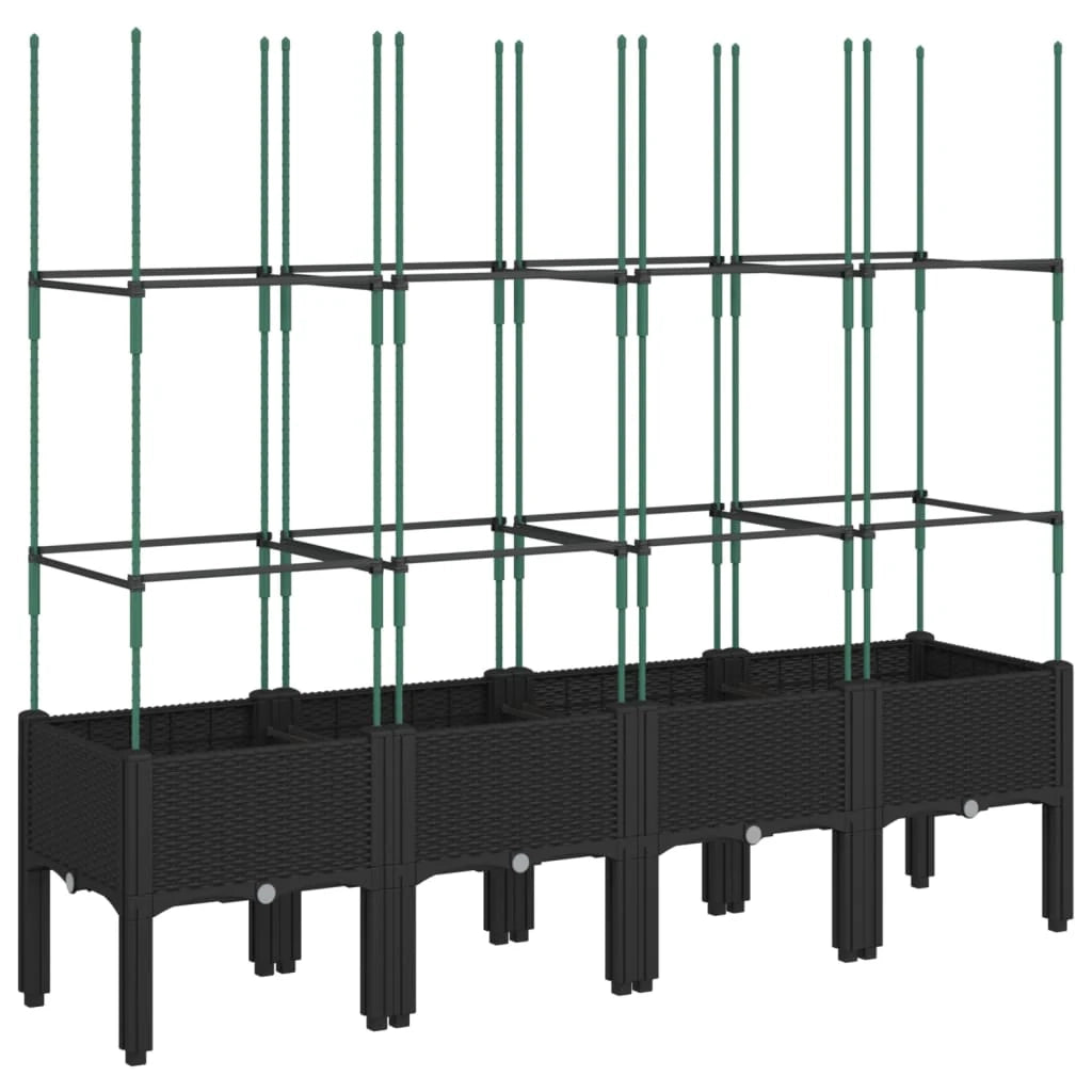 Fioriera rialzata per piante fiori patio giardino con traliccio 160 x 40 x 142,5 cm PP nero 02_0038273