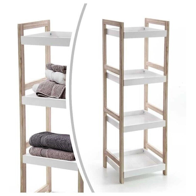 MAURY'S SCAFFALE IN LEGNO DA BAGNO CON 4 RIPIANI BIANCHI 33X30X100 CM