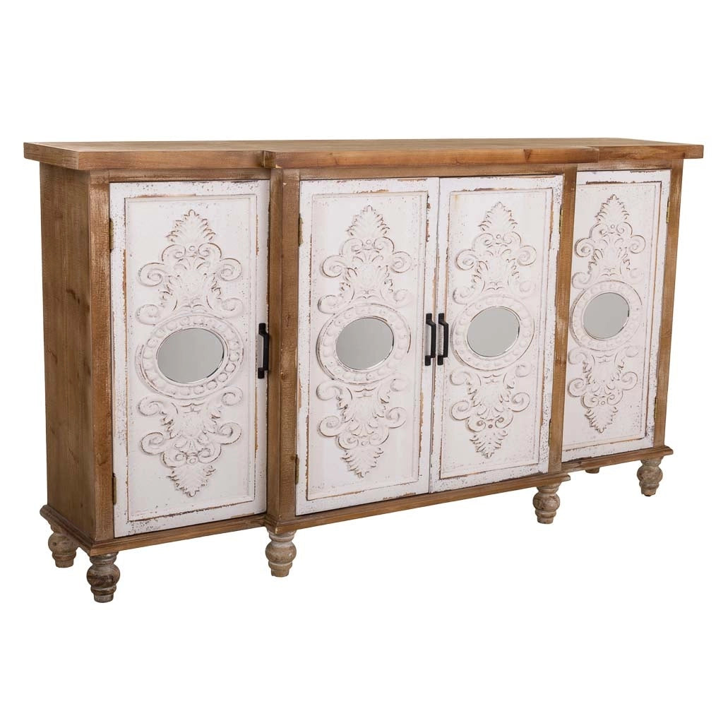 Credenza in legno intagliato marrone 154x35x87h