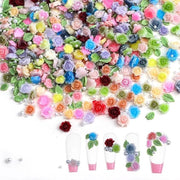 300 pezzi di base per unghie in resina 3D con fiori camelie e rose, accessori unghie colorati