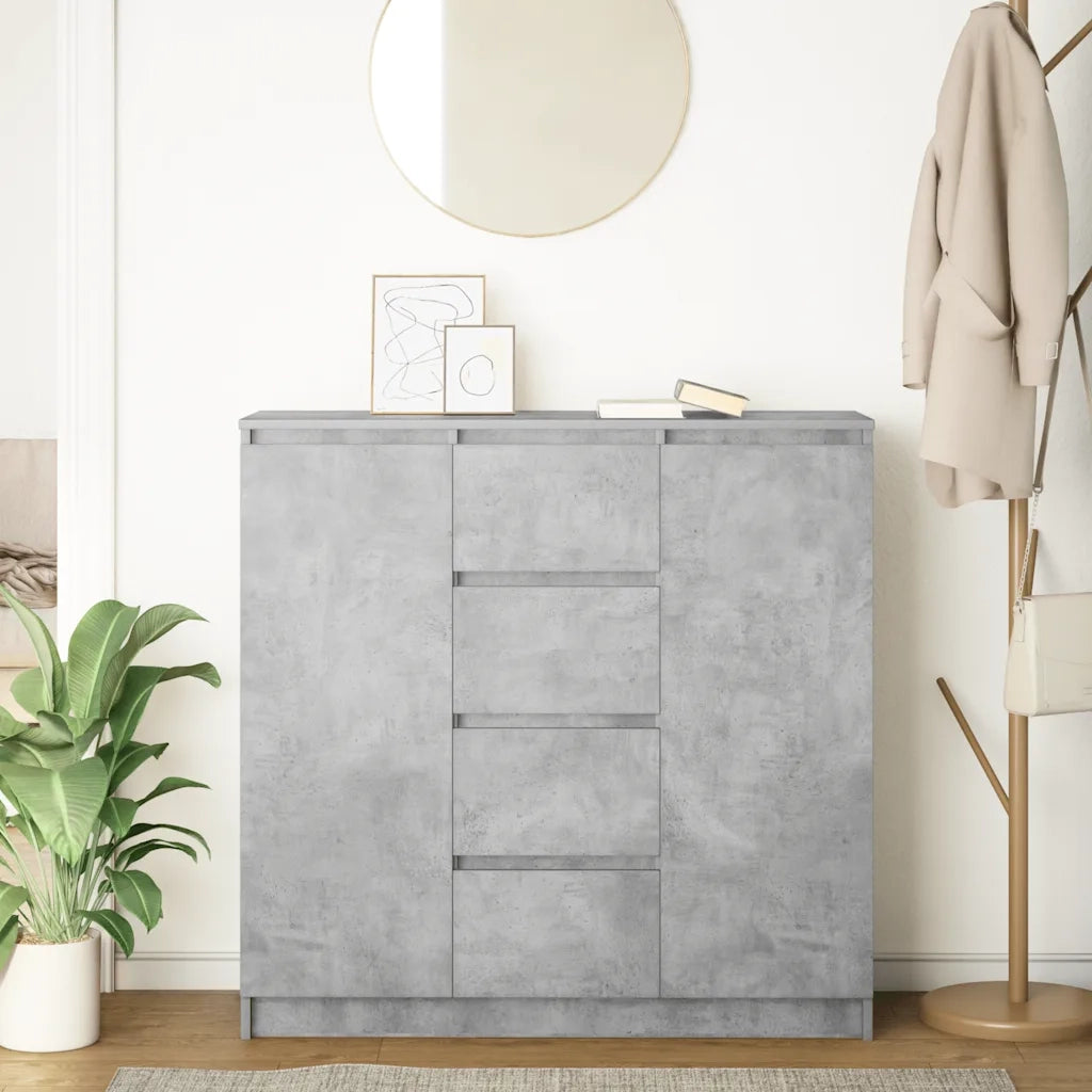 Credenza con Cassetti Grigio Cemento 100,5x35x98,5cm Truciolato 3328456