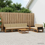 Set di divani da esterno con cuscino 7 pcs Naturale e Beige 3382356