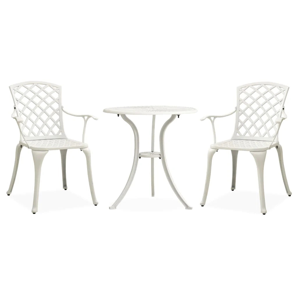 Set da giardino bistrot mobili da giardino per esterno 3 pezzi in fusione di alluminio bianco 02_0013500