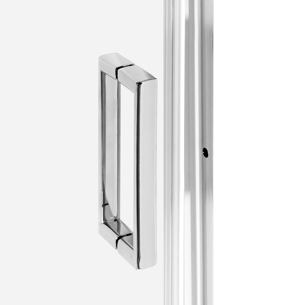 Porta doccia pieghevole trasparente in vetro temperato con telaio in alluminio argento 120 x 190 cm