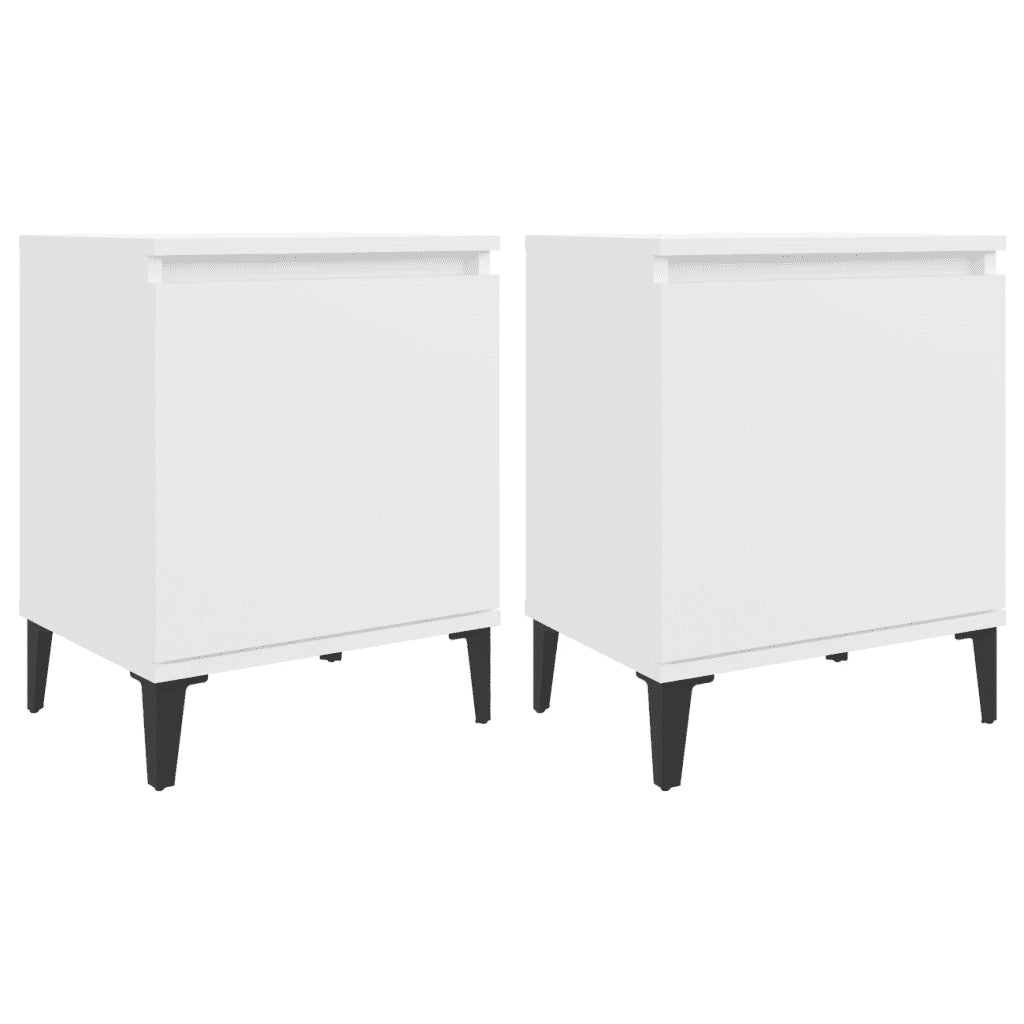 Comodini | Armadio da Notte | Mobiletto da notte con Gambe in Metallo Bianco 40x30x50 cm