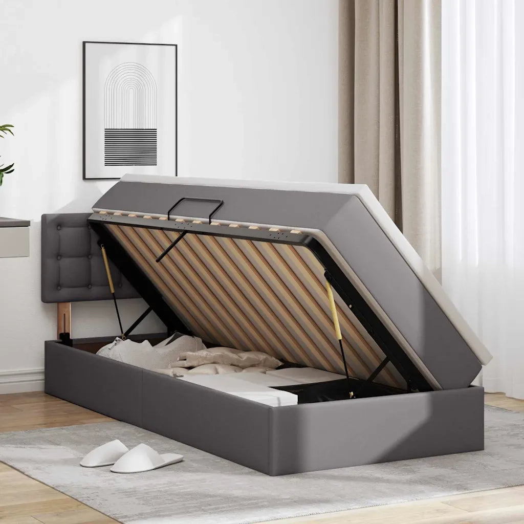 Letto con contenitore e materasso Grigio 90 x 200 cm