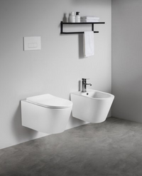 Sanitari sospesi WC e Bidet in Ceramica Copriwater soft-close PONENTE Bianco Opaco