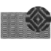 Tappeto Grigio Viscosa 80 x 150 cm Motivo Geometrico Tessuto a Mano Flatweave