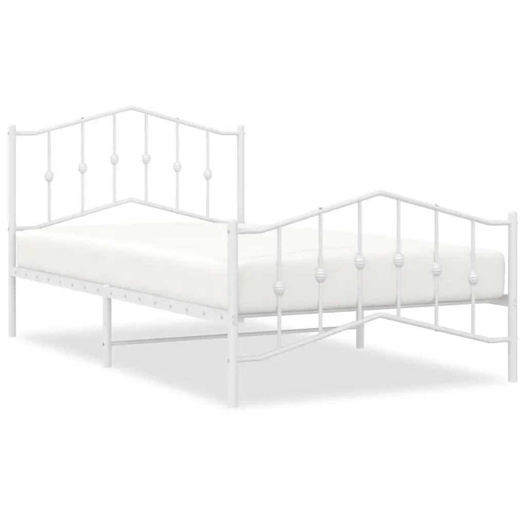 Giroletto con Testiera e Pediera-Struttura Letto Metallo Bianco 100x200 cm 408207