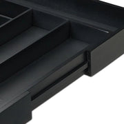 Cassa da stoviglie in bambù estendibile - 6-8 contenitori - nero - HBD 65 x 35-58 x 435 cm