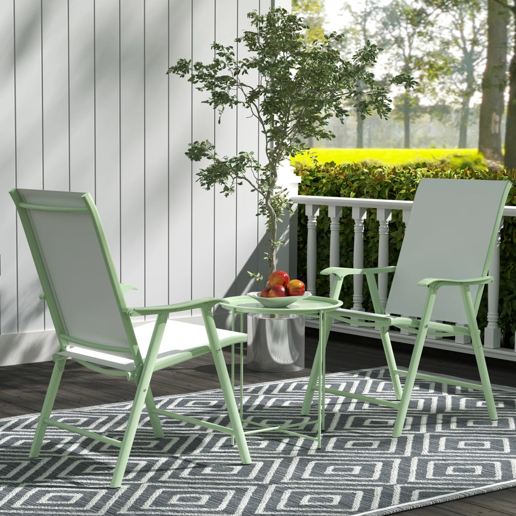 Tavolo da giardino rotondo in acciaio per esterni con piano rimovibile; pieghevole; ideale per terrazza o patio. Verde.