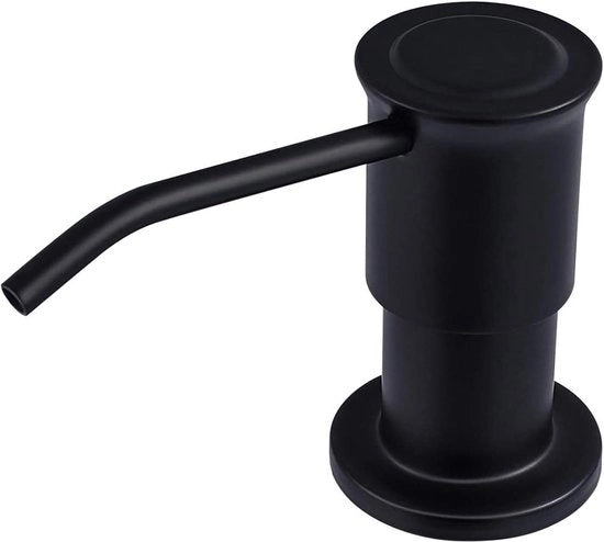 Dispensatore di Sapone Integrato con Testa di Pompa in Acciaio Inossidabile 304 - Dispensatore di Sapone per la Cucina con Bottiglia da 500ml e Bottiglia da 17oz - Tubo di Estensione per Sapone per la Cucina, Lotion per le Mani - Nero