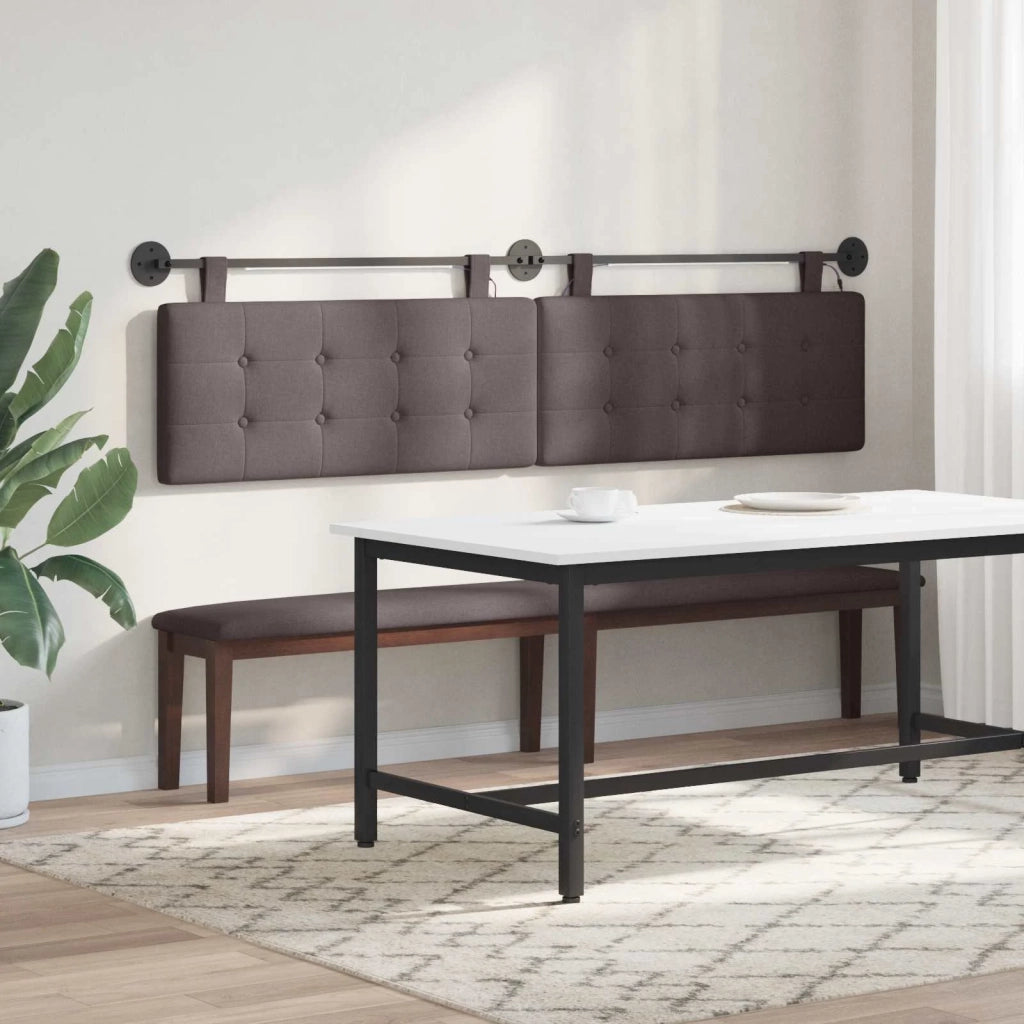 Testiera sospesa Con luce LED Marrone Scuro Tessuto
