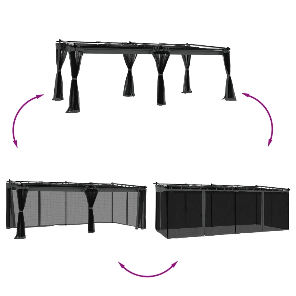 vidaXL Gazebo con Pareti in Rete Antracite 6x3 m in Acciaio
