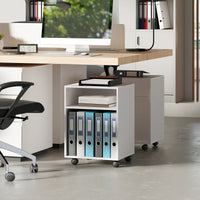 Mobile Porta Stampante con 2 Ripiani Aperti e Ruote 40x35x55.5 cm Bianco