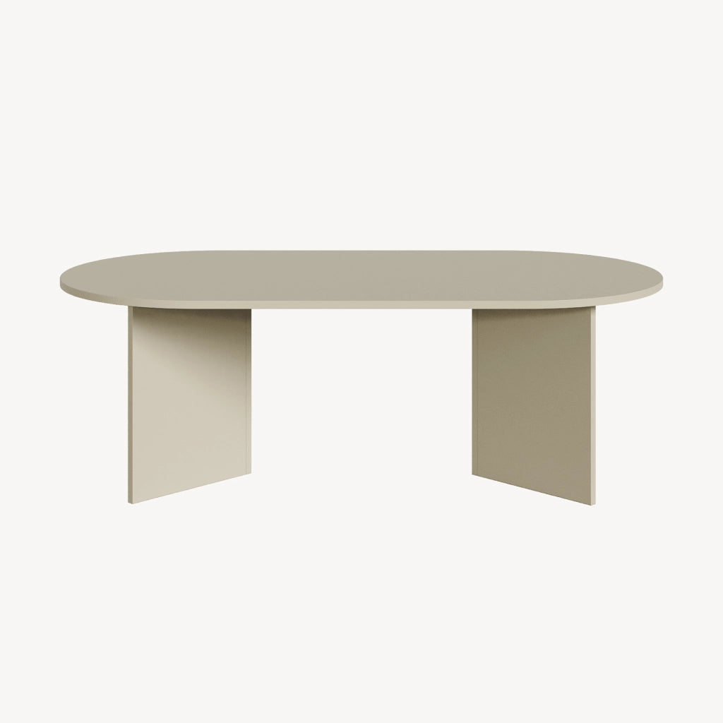 Tavolino da Salotto Kynd con Piano Ovale 119 x 60 x 40 cm - Color Avena Oatmeal [en.casa]