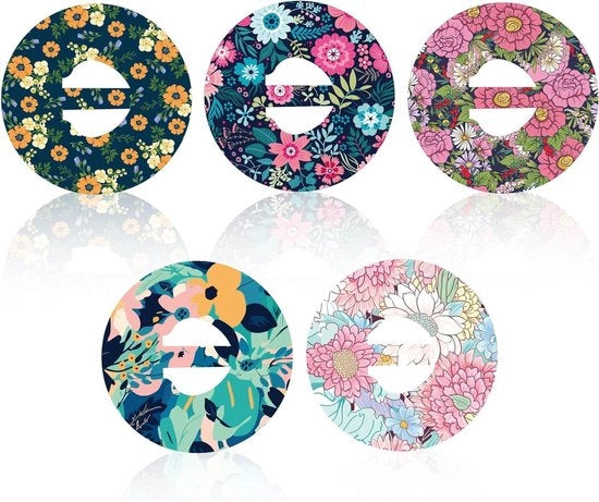 Allettamento plus - 25 Patch sensori, Disegni fiorali, Coperture autoadesive - Resistenti all'umidità e impermeabili - Sticker sensori a forma rotonda - Compatibile con Guardian