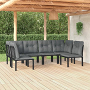 Set Salotto da Giardino 6 pz in Polyrattan Nero e Grigio 3187738