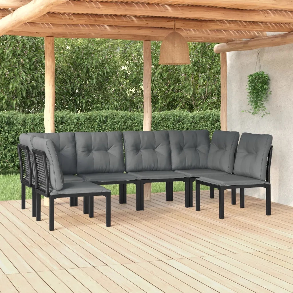 Set Salotto da Giardino 6 pz in Polyrattan Nero e Grigio 3187738