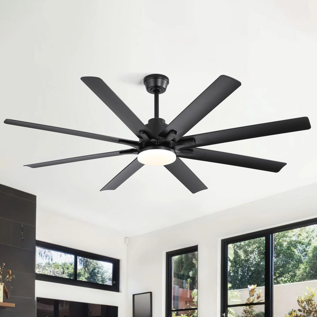Ventilatore da soffitto reversibile 168 cm con 8 velocità; timer e telecomando; nero