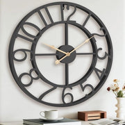 Orologio da Parete Vintage per Camera da Pranzo Senza Suono di Ticchettio, 33cm Cifre Arabi Industriali Orologio da Parete in Metallo Nero per Camera da Pranzo, Cucina, Ufficio, Sala da Pranzo, Arredamento Casa