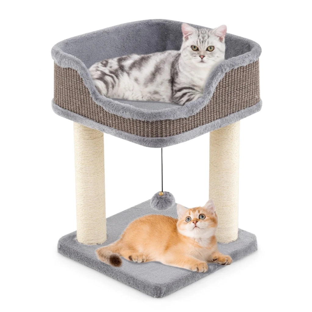 Tiragraffi compatto 3 in 1 38 x 38,5 x 51 cm seduta ergonomica design moderno in sisal grigio 20_0013100
