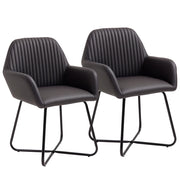 Set 2 Sedie da Pranzo Imbottite in Similpelle ¨C Zephmum ¨C Marrone 60x56.5x85