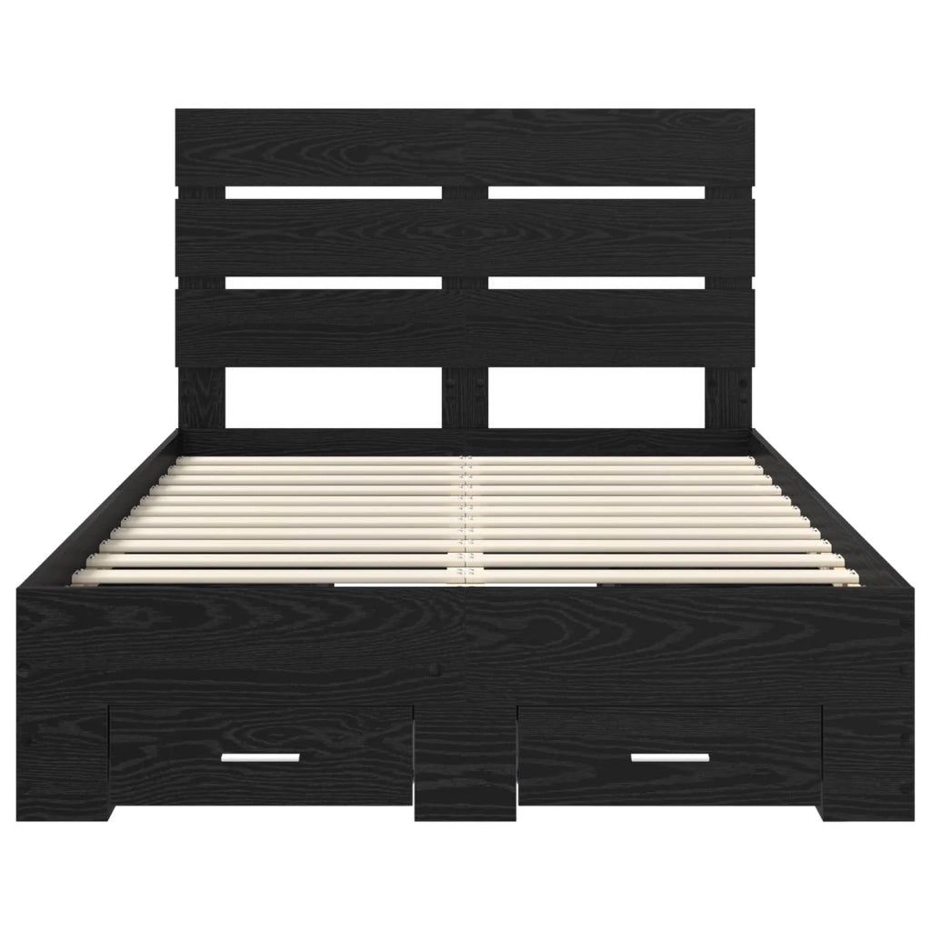 Struttura del letto Rovere Nero 135 x 190 cm Legno multistrato