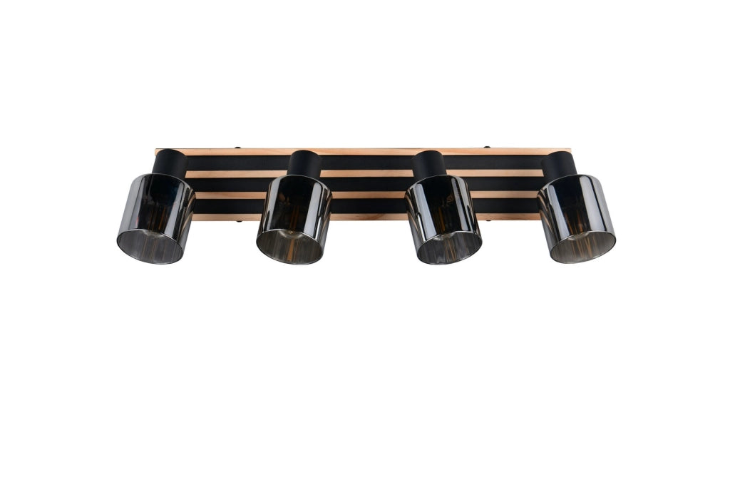 Faretto da soffitto 4 luci nero legno fumé TRAVIA RL