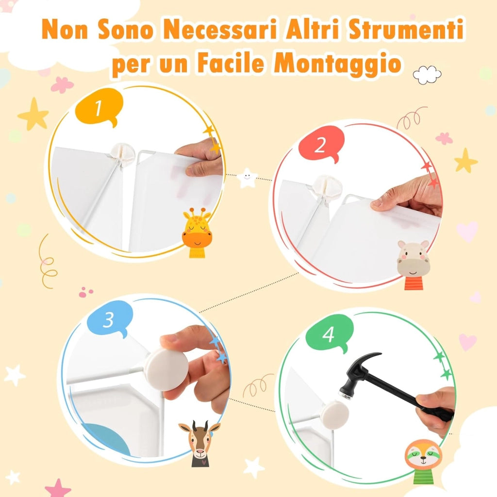 Guardaroba Portatile per Bambini, Armadio Guardaroba Modulare per Bambini con 8 Cubi, per Soggiorno, Camera da Letto, 75 x 35 x 145 cm