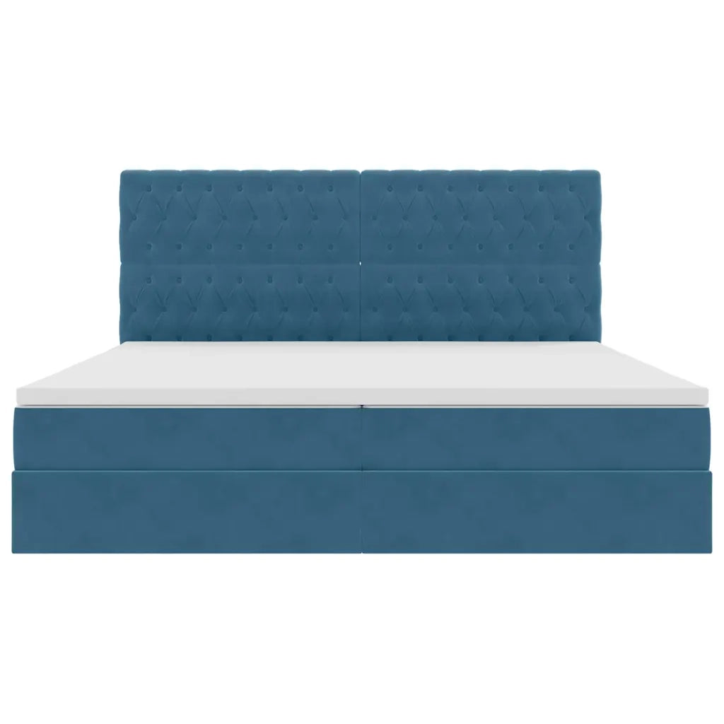 Letto con contenitore LED e materasso Blu Scuro 200 x 200 cm