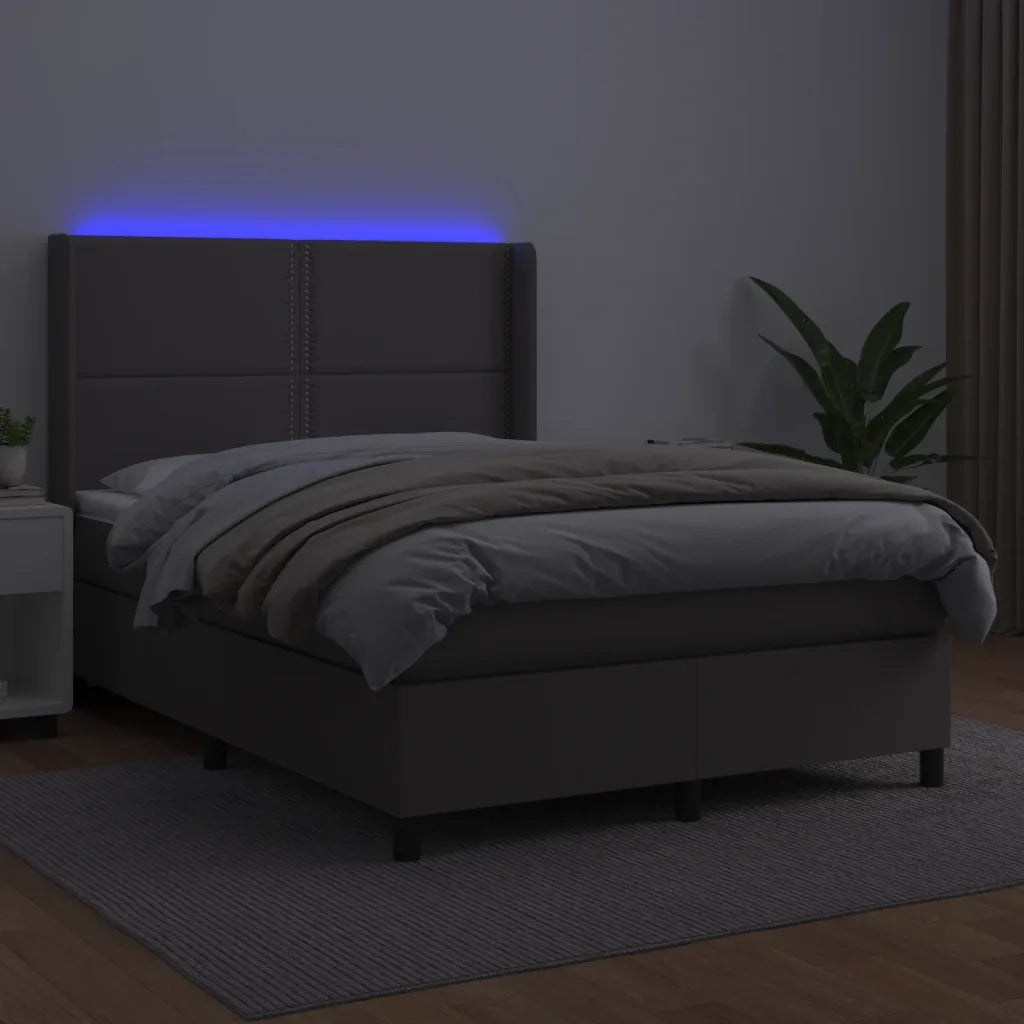 Giroletto Molle con Materasso e LED Grigio 140x200cm Similpellecod mxl 75613