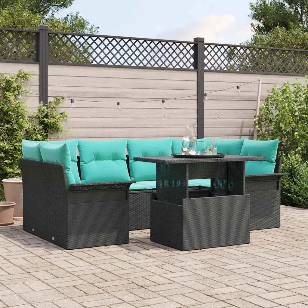 Set Divano da Giardino 7 pcs Nero Rattan in Polipropilene 3356959