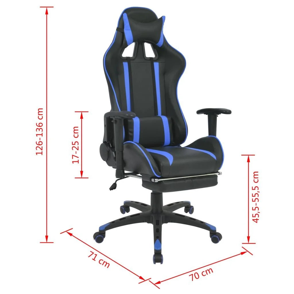 Sedia da ufficio reclinabile con poggiapiedi blu 0502030