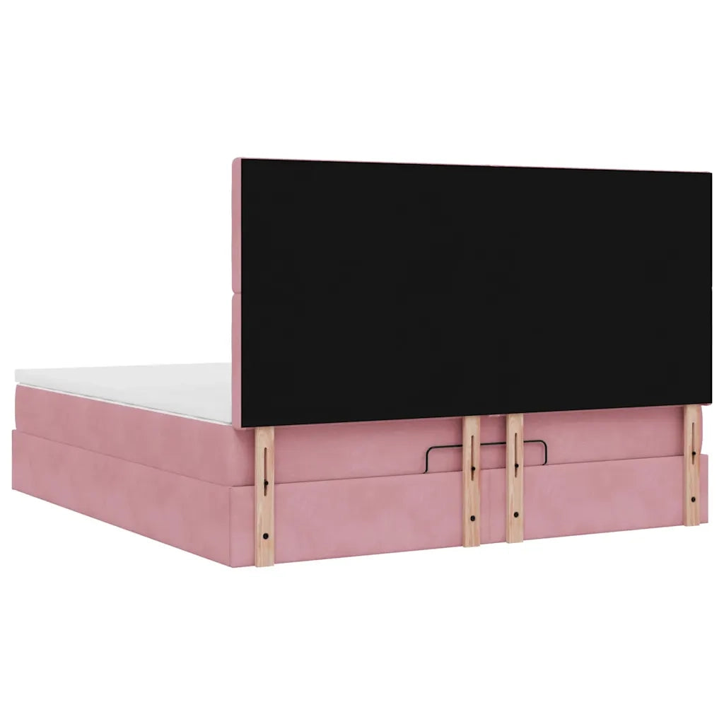 Struttura Letto Pouf con Materassi Rosa 160x200 cm Velluto 3313630