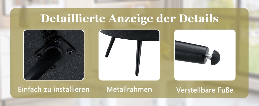 Tavolino da caff¨¨ rotondo - Zephmum- 70 cm diametro- Nero- Design minimalista