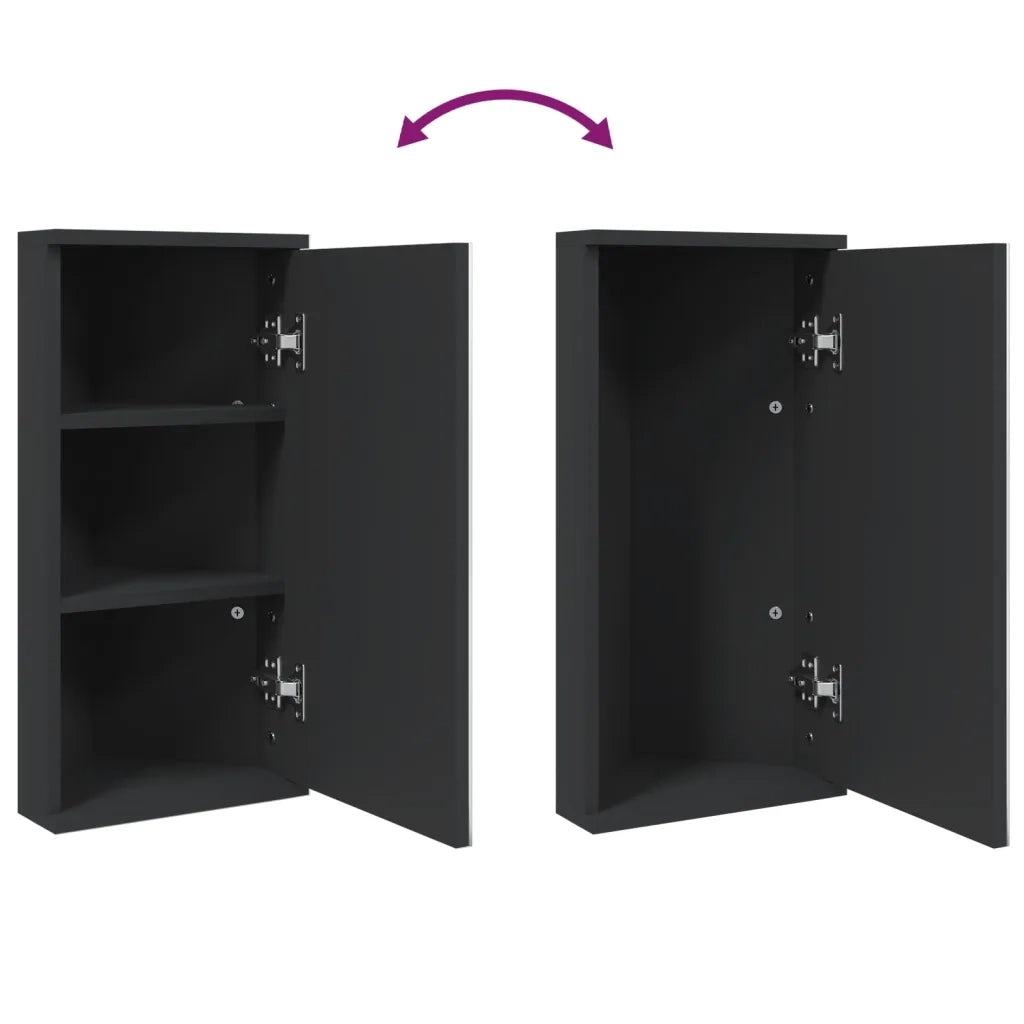 Armadietto Angolare con Specchio da Bagno Nero 30x24x60 cm 357979