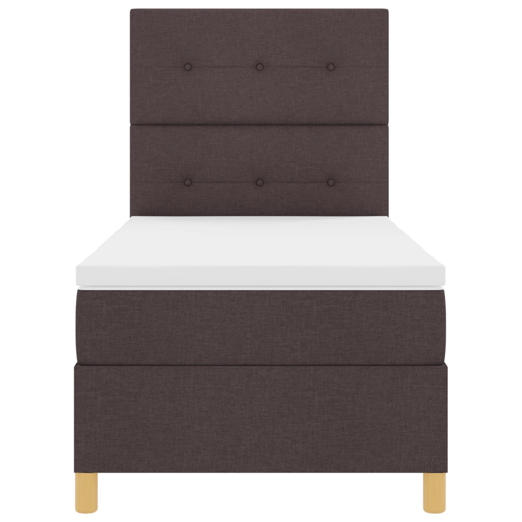 Letto con Box Spring e Materasso Marrone Scuro 90x200 cm Tessuto