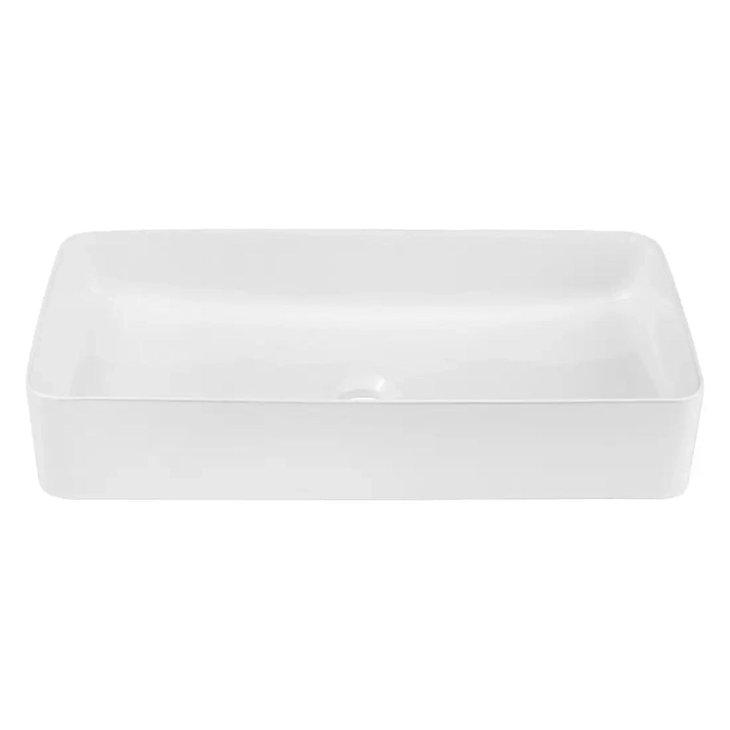 Lavabo rettangolare da appoggio 61x34 cm in ceramica bianca lucida