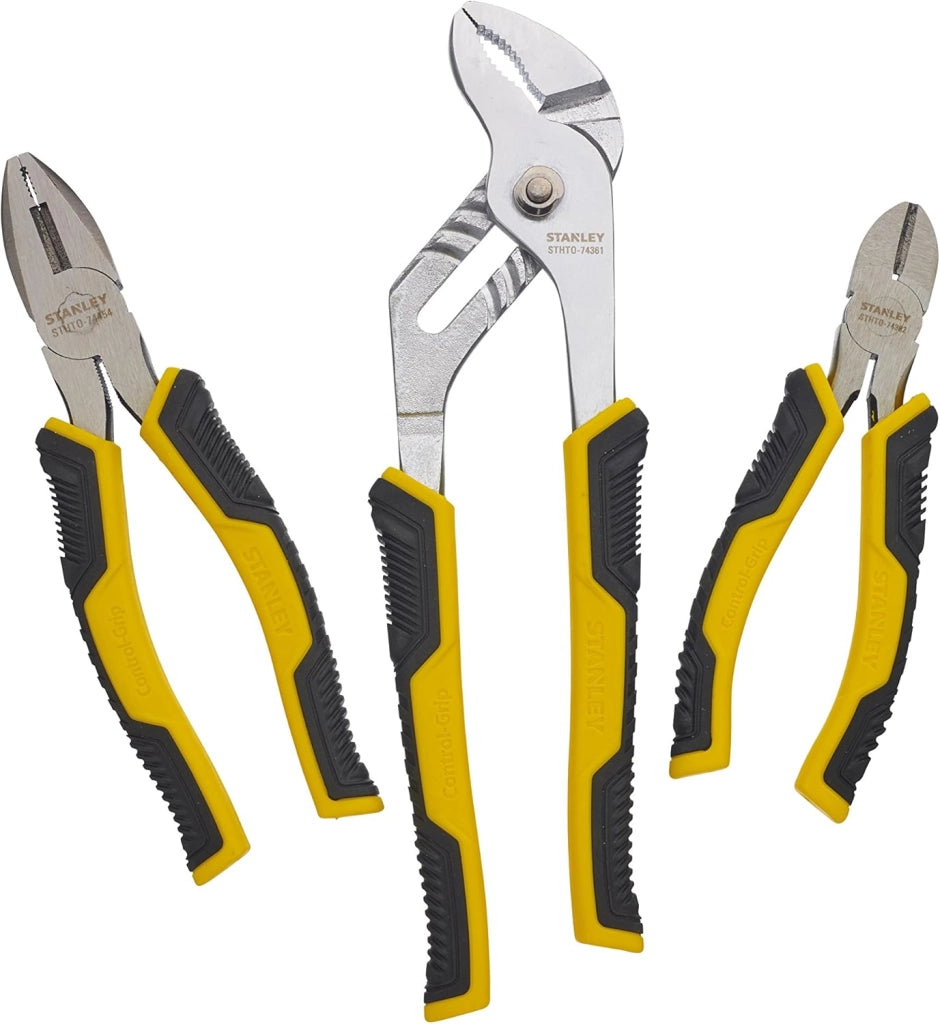 Set di 3 pinze universali da 18 cm, taglierina diagonale da 15 cm e cerniera da 25 cm Stanley