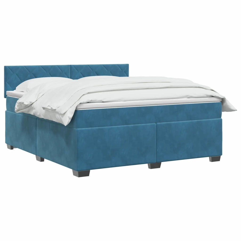 Letto box spring con materasso Blu Scuro 140 x 200 cm Velluto 3450738