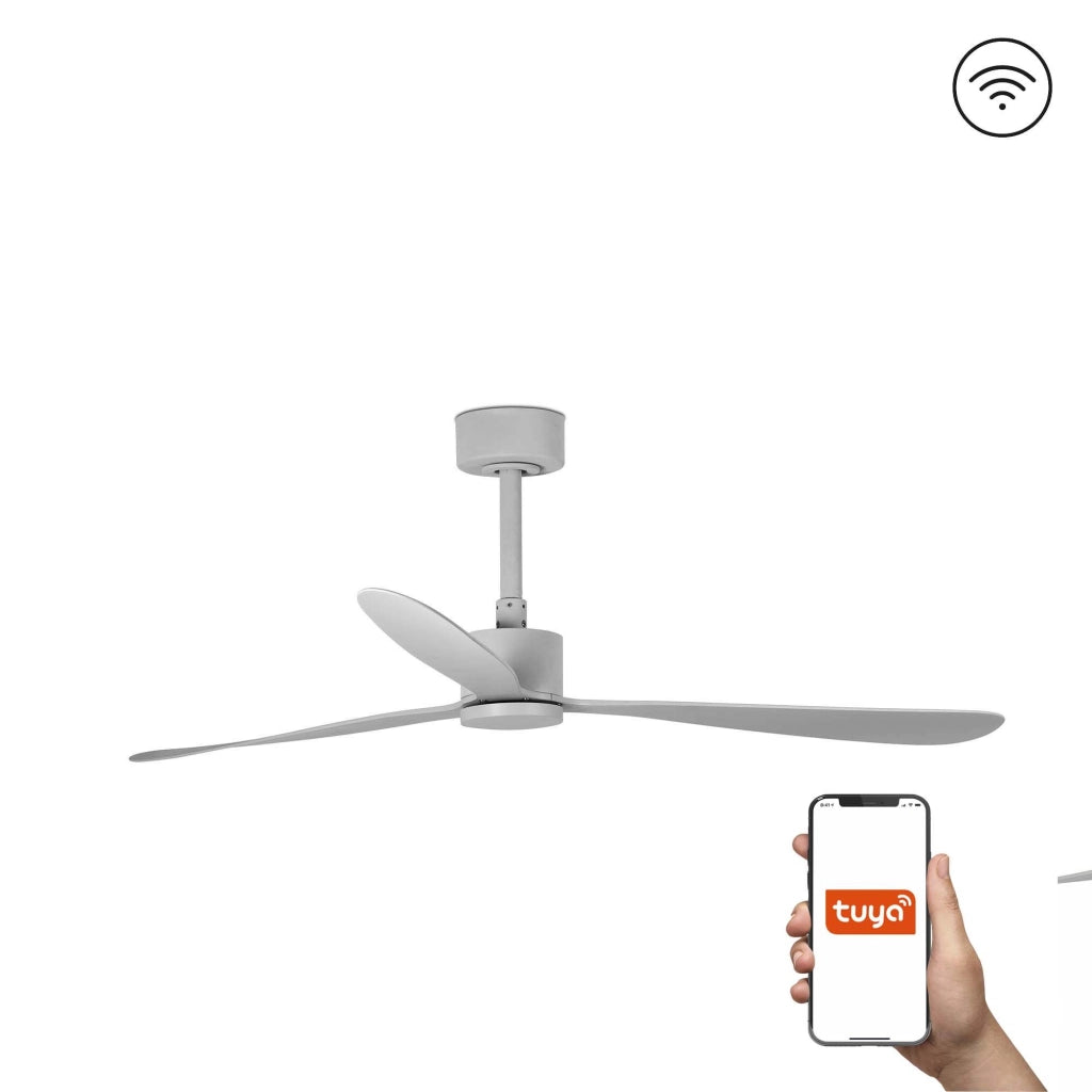FARO Ventilatore da soffitto Amelia Grigio Opaco Acciaio 3 pale sistema Smart Tuya modello FARO-33762WT