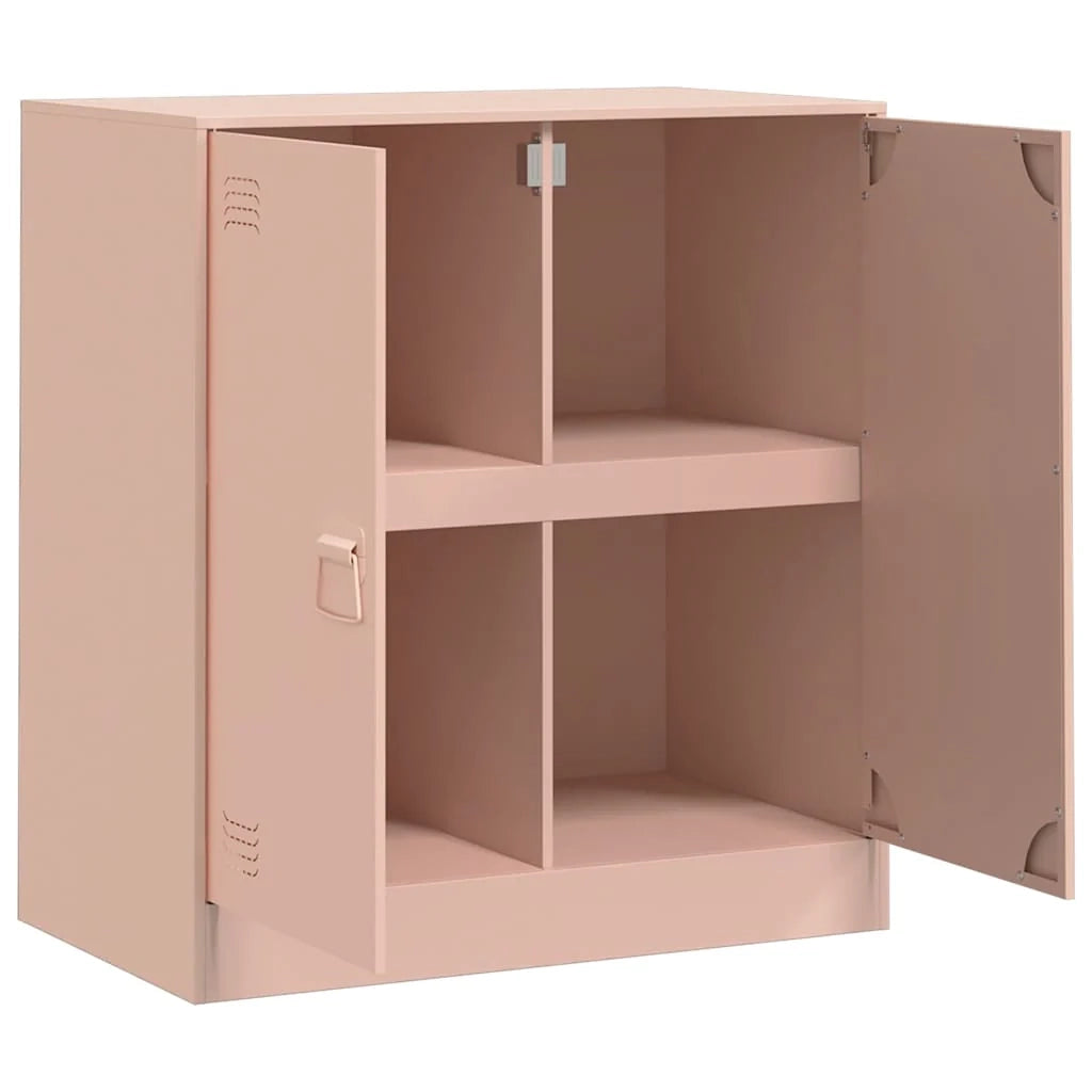 Credenza cassettiera armadio mobile contenitore organizer per cucina soggiorno salotto 67 x 39 x 73 cm acciaio rosa 02_0036207